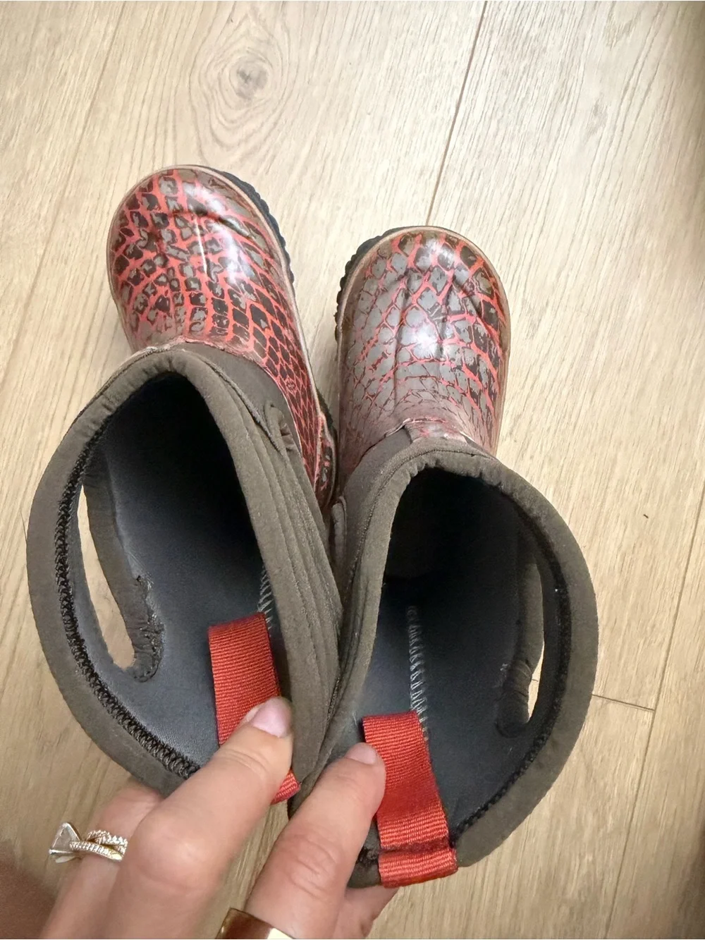 Bogs Kids' Waterproof K Classic Brown Patterned Rain Snow Boots